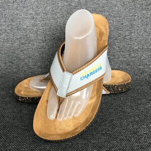 Men's Los Angeles Chargers NFL Logo Cork Flip Flops Sandals Brown Size XL 12-13